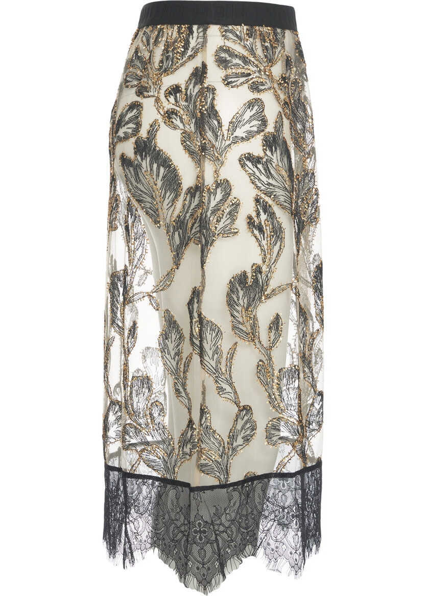 Fuste lungi Munthe Midi skirt with embroideries Gold Femei (BM 19032250) 5