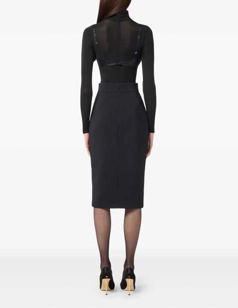 Fuste lungi Elisabetta Franchi Midi skirt with logo details Black Femei (BM 19032259) 3