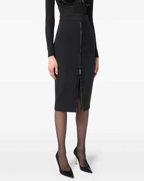 Fuste lungi Elisabetta Franchi Midi skirt with logo details Black Femei (BM 19032259) 4