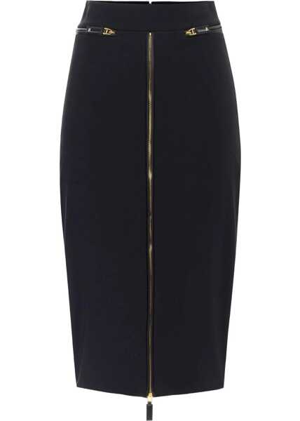 Fuste lungi Elisabetta Franchi Midi skirt with logo details Black Femei (BM 19032259) 1