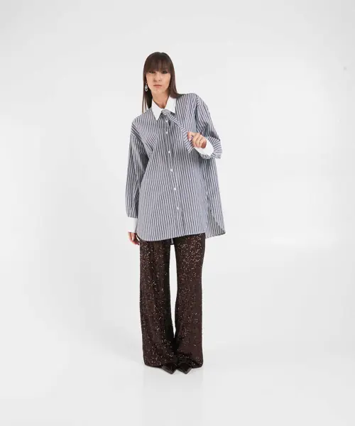 Pantaloni office Solotre Trousers with sequins Brown Femei (BM 19032382) 3