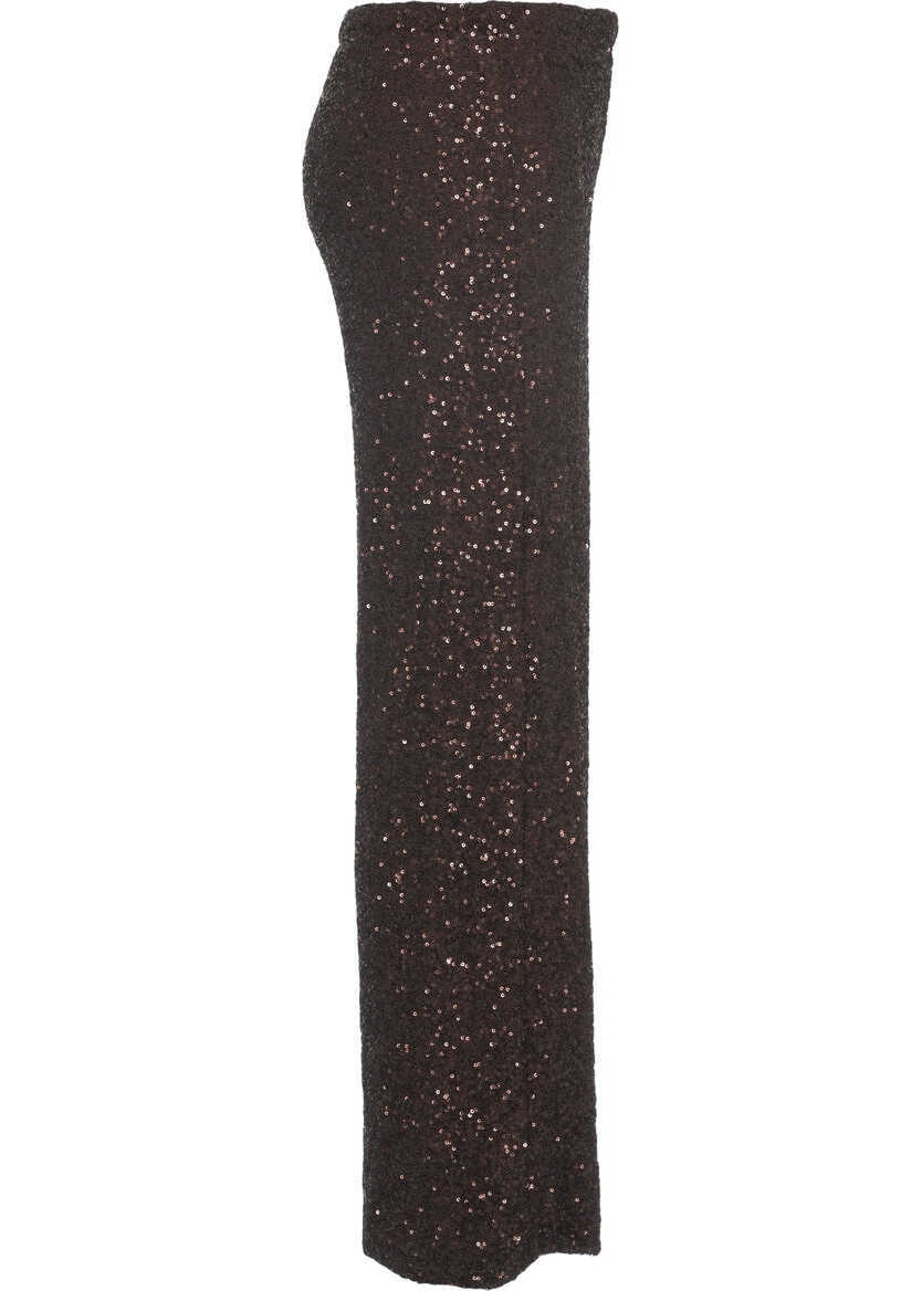 Pantaloni office Solotre Trousers with sequins Brown Femei (BM 19032382) 4