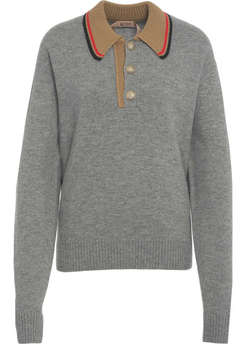 Tricouri Polo N21 Knit polo shirt Grey Femei (BM 19032538) 1