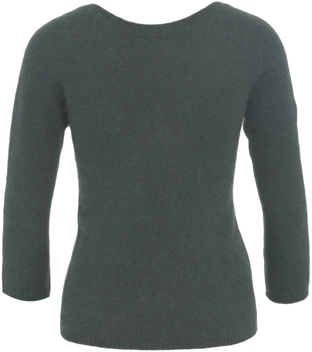 Pulovere Roberto Collina Knitted Sweater with V-Neck Green Femei (BM 19032550) 3