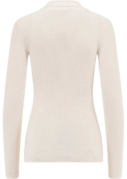 Pulovere casual Elisabetta Franchi Knit Pullover with Chain Detail White Femei (BM 19032583) 2