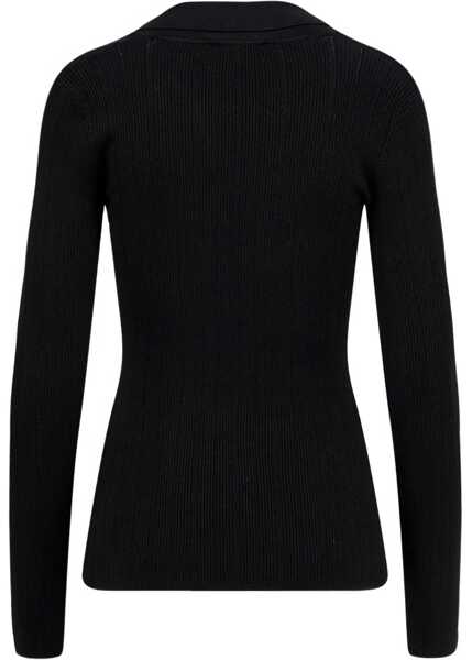 Pulovere casual Elisabetta Franchi Knit Pullover with Chain Detail Black Femei (BM 19032583) 2