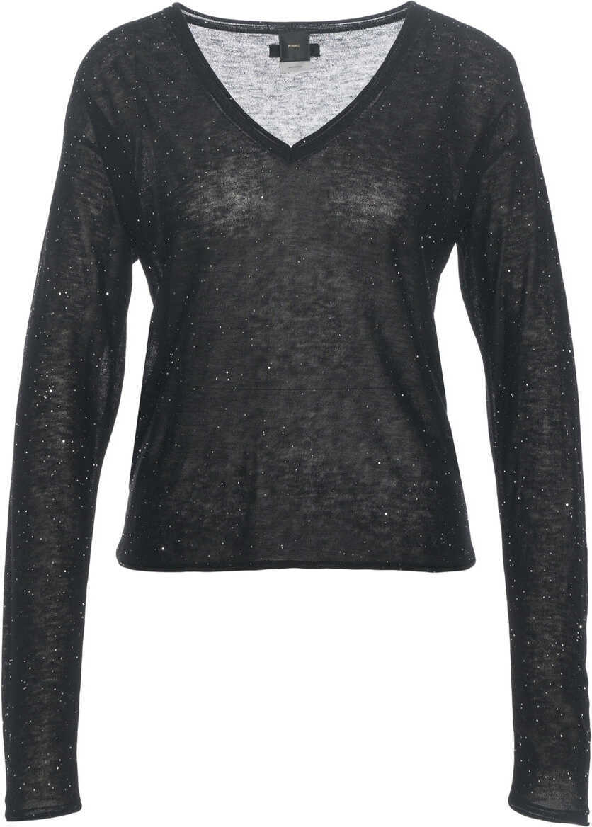 Pulovere Pinko Sweater with Glitter Finish Salomone Black Femei (BM 19032601) 6