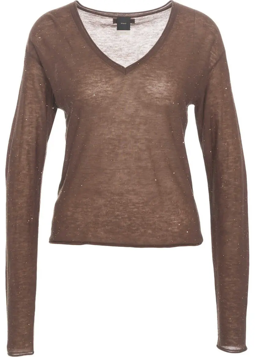 Pulovere Pinko Sweater with Glitter Finish Salomone Brown Femei (BM 19032601) 2
