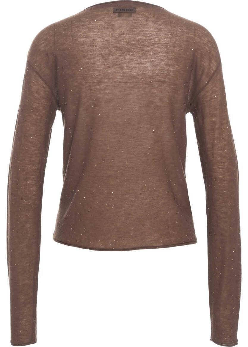 Pulovere Pinko Sweater with Glitter Finish Salomone Brown Femei (BM 19032601) 7