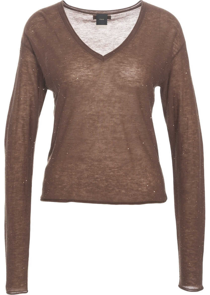 Pulovere Pinko Sweater with Glitter Finish Salomone Brown Femei (BM 19032601) 1
