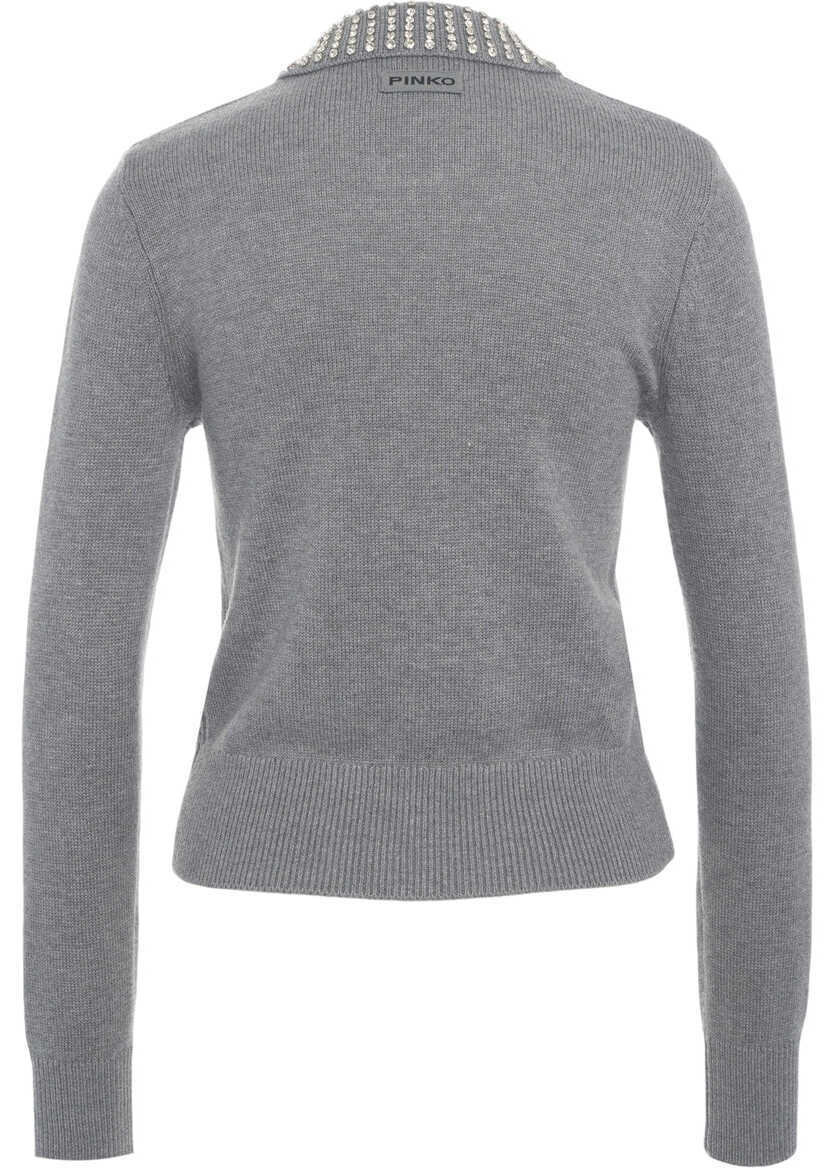 Pulovere Pinko Knit Sweater with Rhinestones Ventotene Grey Femei (BM 19032604) 3