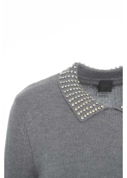 Pulovere Pinko Knit Sweater with Rhinestones Ventotene Grey Femei (BM 19032604) 5
