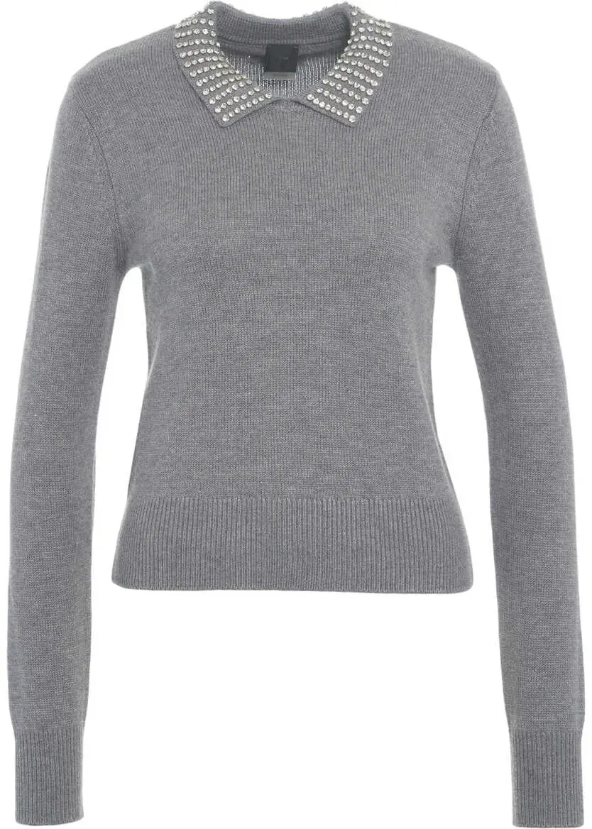 Pulovere Pinko Knit Sweater with Rhinestones Ventotene Grey Femei (BM 19032604) 6