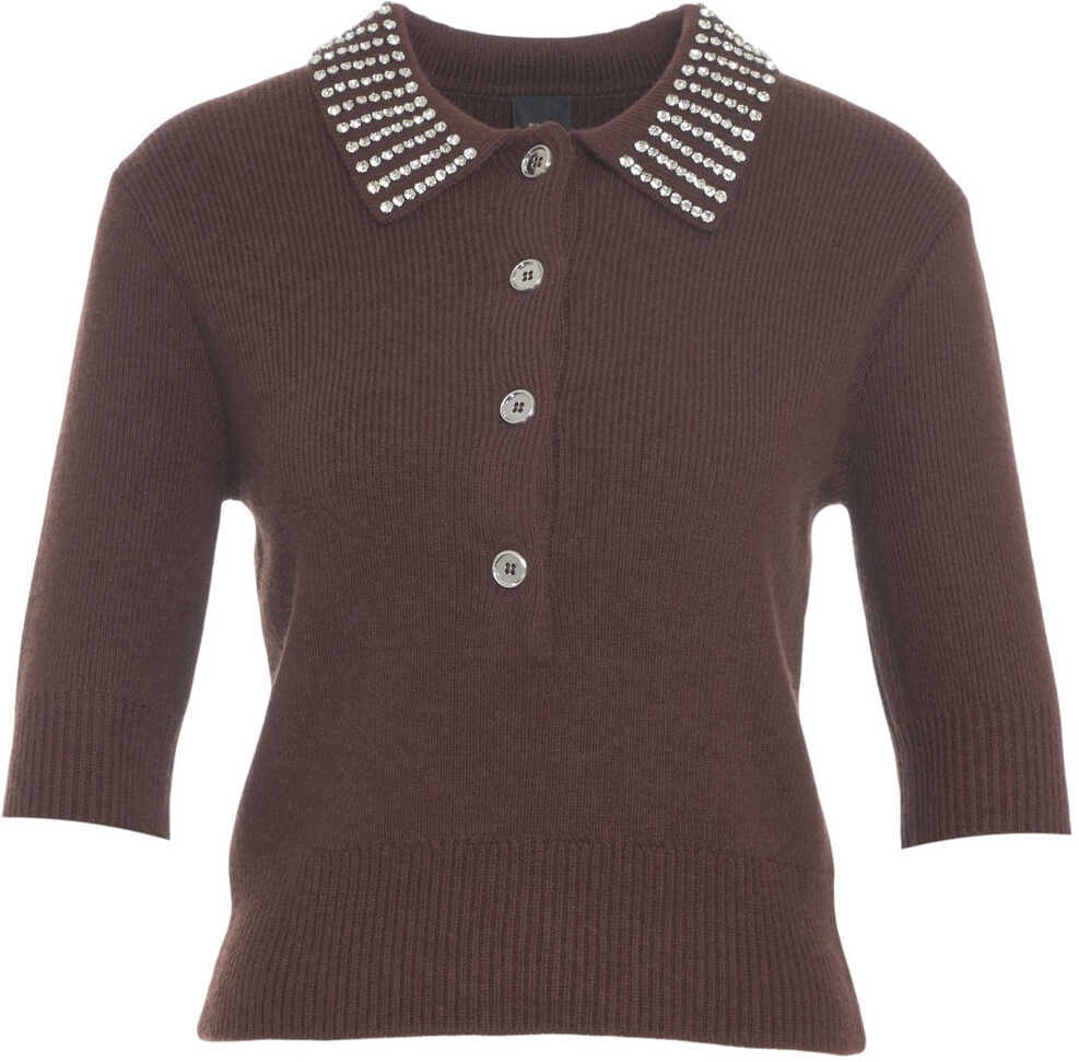 Pulovere casual Pinko Pullover with Rhinestones Emilia Brown Femei (BM 19032631) 6