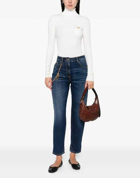 Pulovere Elisabetta Franchi Ribbed Turtleneck Sweater White Femei (BM 19032640) 2