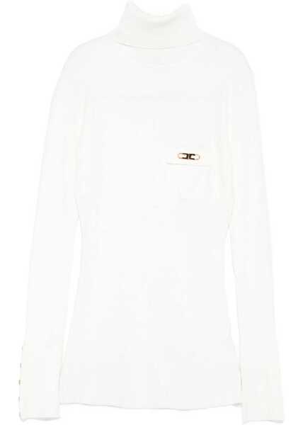Pulovere Elisabetta Franchi Ribbed Turtleneck Sweater White Femei (BM 19032640) 1