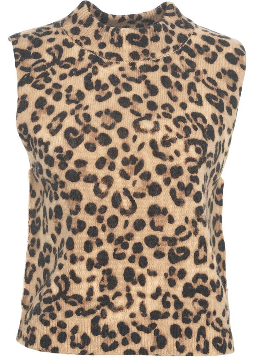 Pulovere Semicouture Sweater with animal print Brown Femei (BM 19032655) 2