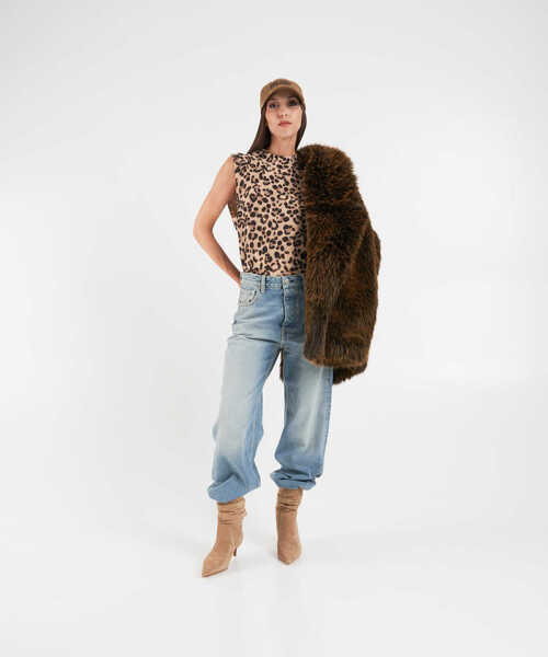 Pulovere Semicouture Sweater with animal print Brown Femei (BM 19032655) 3