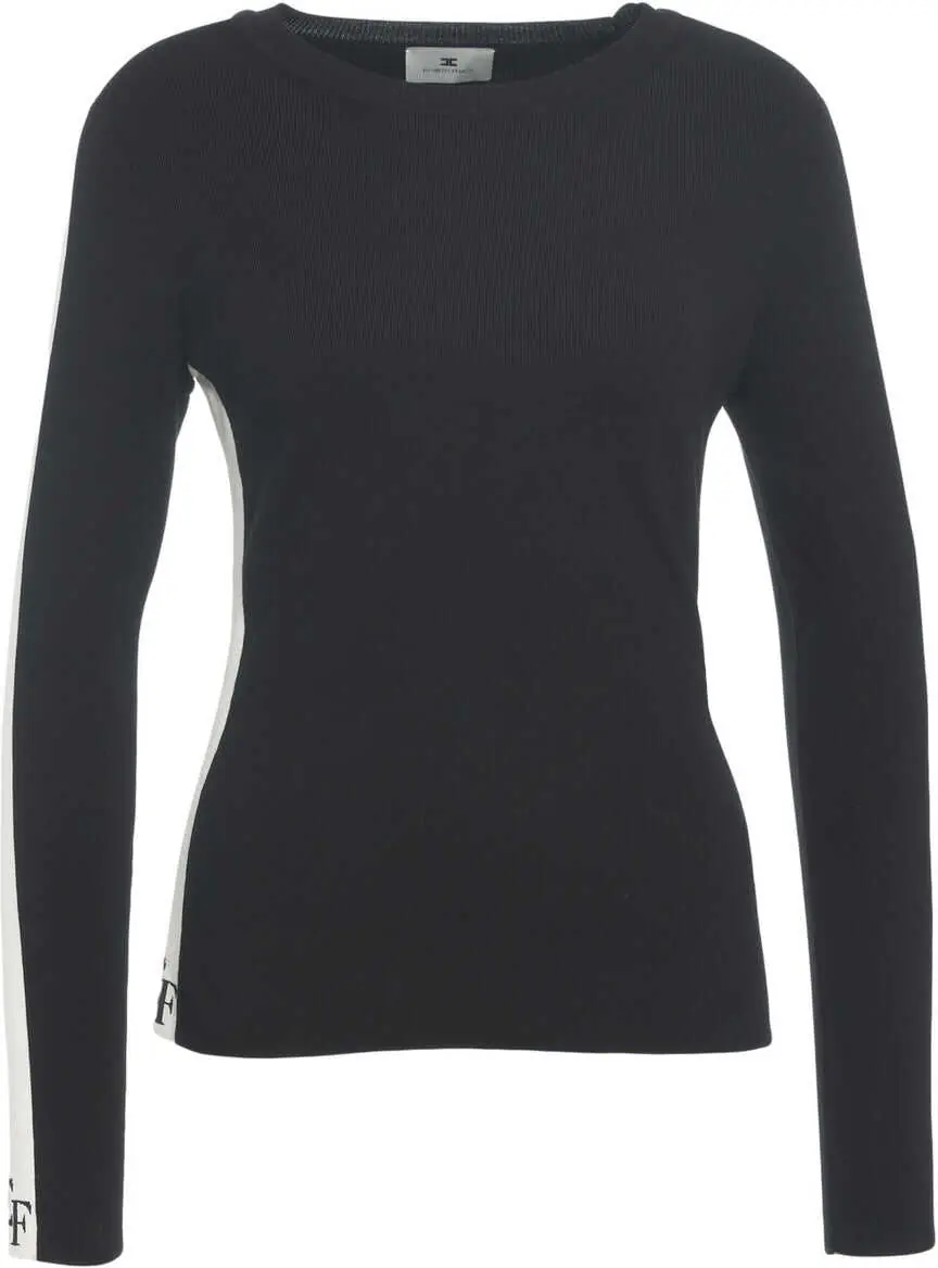 Tricouri Elisabetta Franchi Knit top with logo details Black Femei (BM 19032727) 2