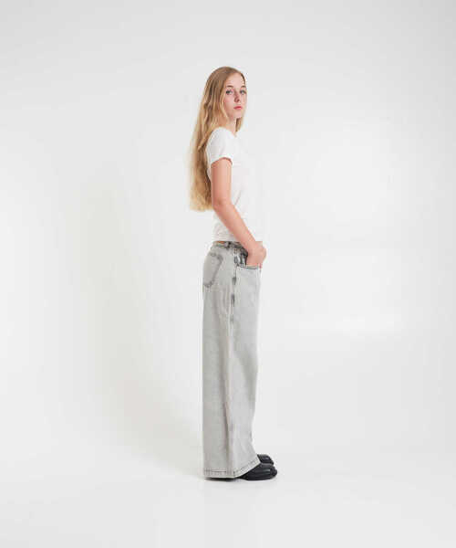 Blugi evazati Seventy & Mochi Wide leg jeans Silver Lining Grey Femei (BM 19032802) 4