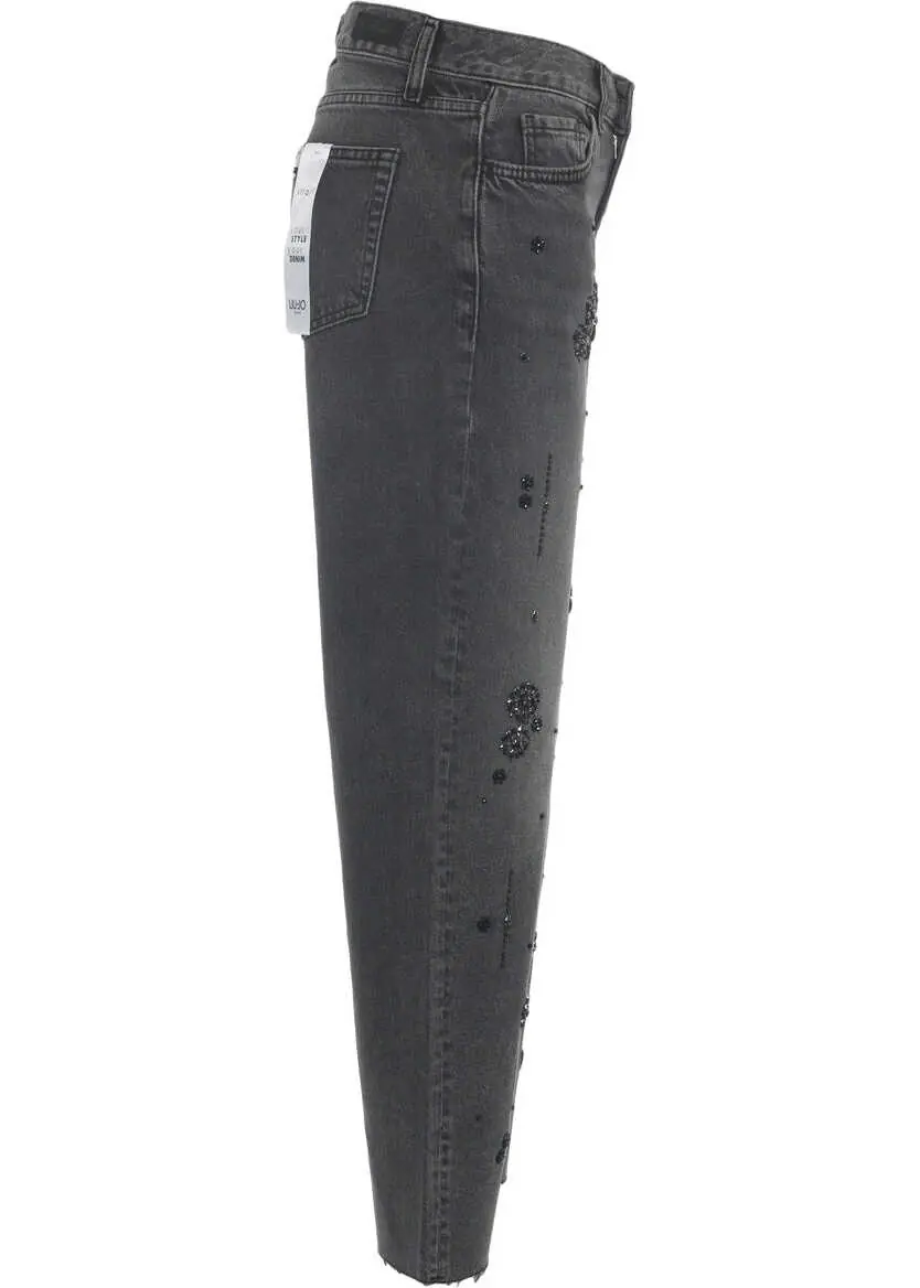Blugi drepti Liu Jo Straight leg jeans with rhinestones Black Femei (BM 19032835) 3
