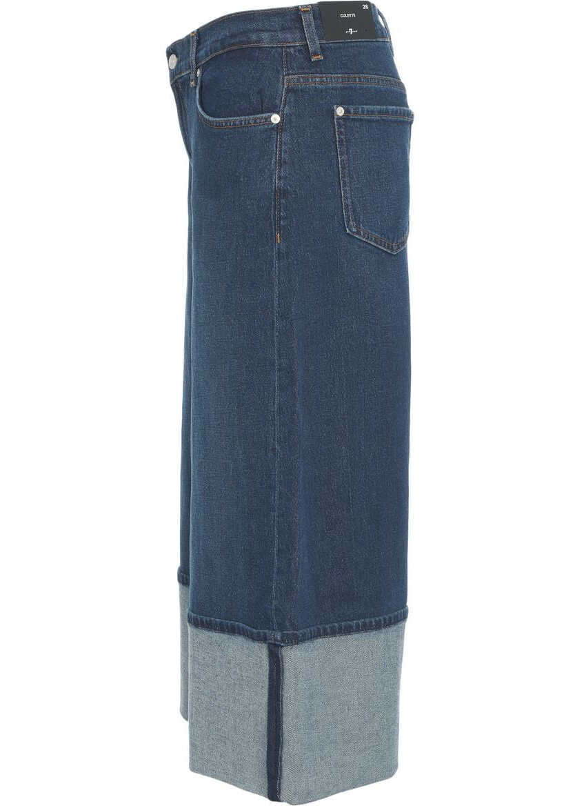 Blugi evazati 7 For All Mankind Wide leg jeans Culotte Blue Femei (BM 19032859) 9