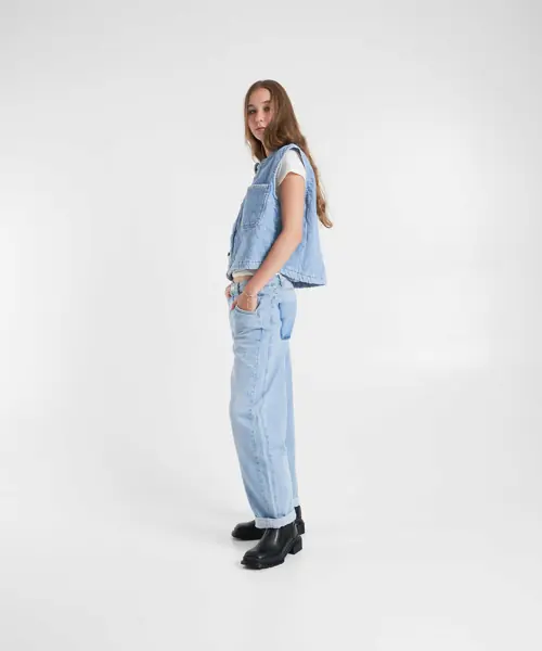 Blugi evazati Seventy & Mochi Wide leg jeans Turn up bo Blue Femei (BM 19032901) 4