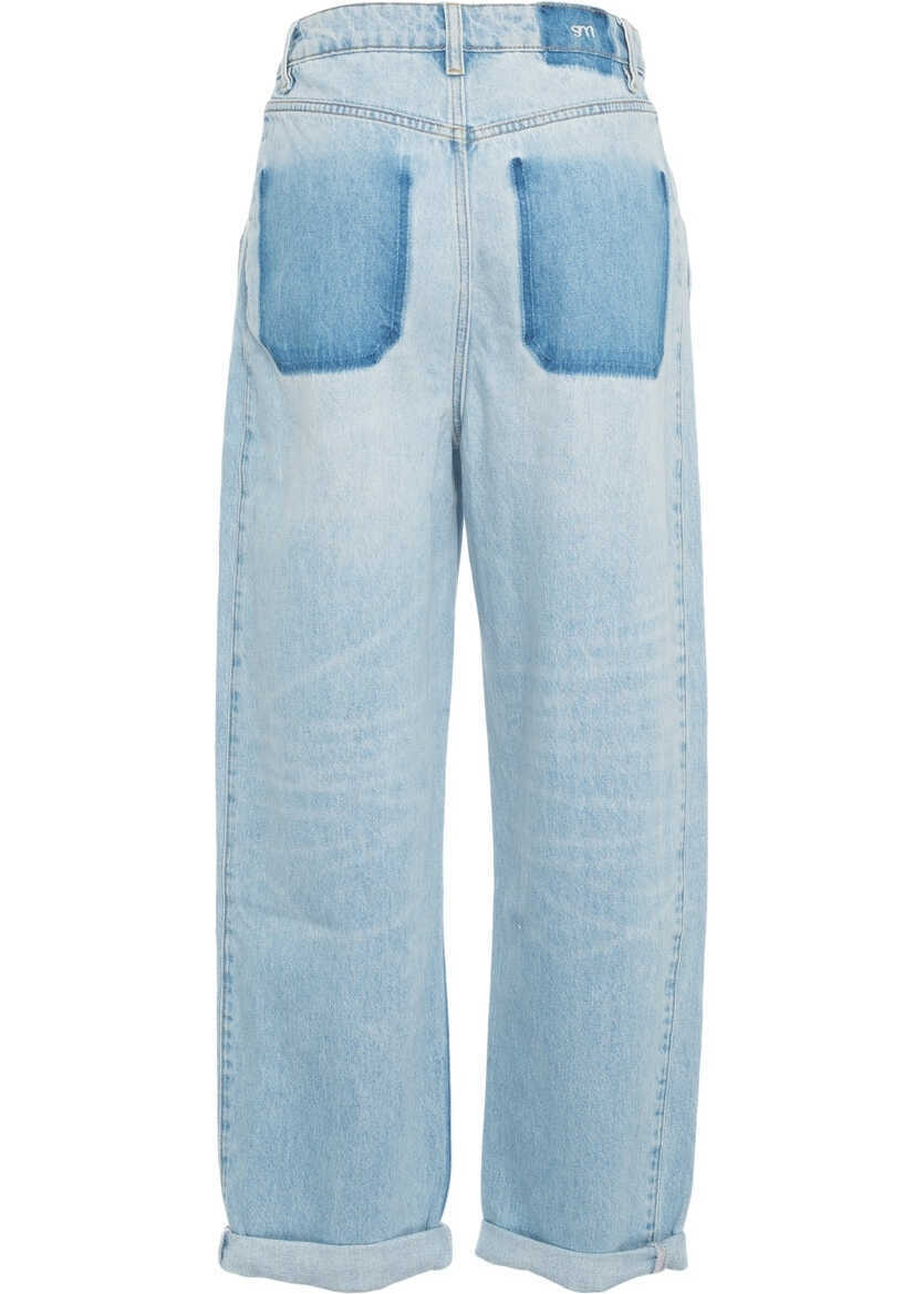 Blugi evazati Seventy & Mochi Wide leg jeans Turn up bo Blue Femei (BM 19032901) 6