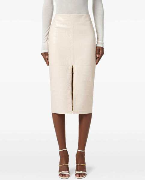 Fuste lungi Elisabetta Franchi Pencil skirt with crocodile embossing White Femei (BM 19032943) 4
