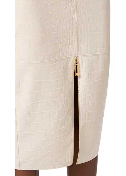Fuste lungi Elisabetta Franchi Pencil skirt with crocodile embossing White Femei (BM 19032943) 5