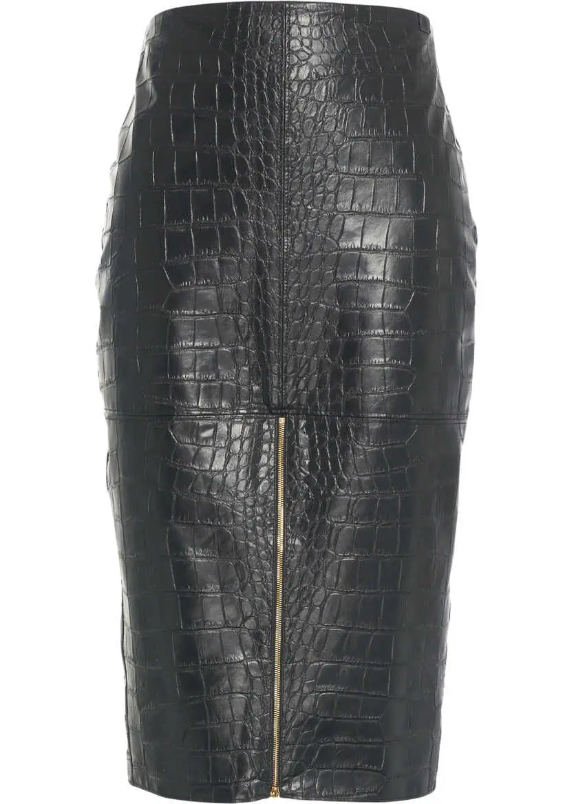 Fuste lungi Elisabetta Franchi Pencil skirt with crocodile embossing Black Femei (BM 19032943) 1