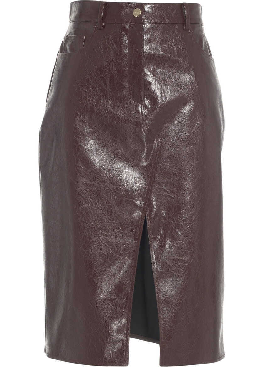 Fuste lungi Liu Jo Faux leather midi skirt Red Femei (BM 19032946) 6