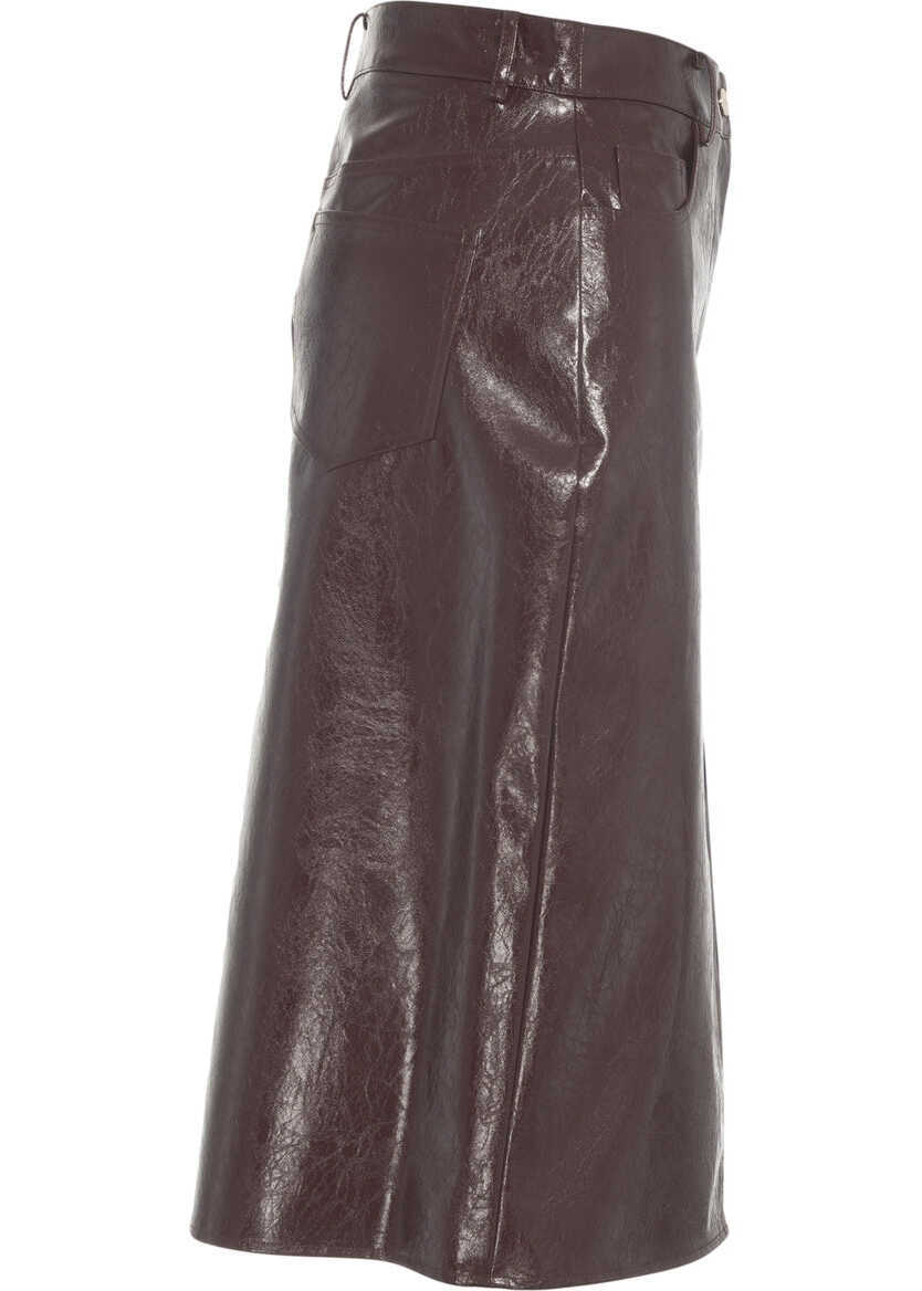 Fuste lungi Liu Jo Faux leather midi skirt Red Femei (BM 19032946) 8