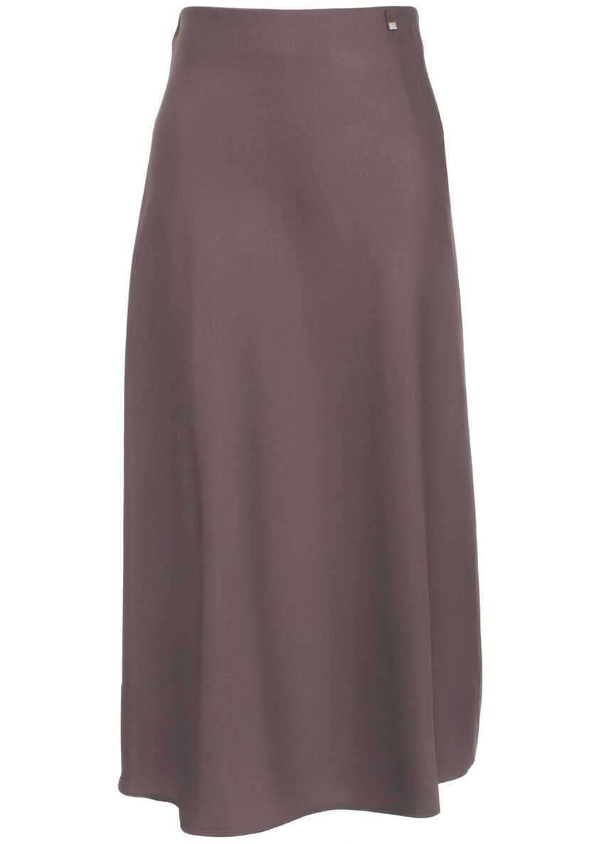 Fuste lungi Herno Satin midi skirt Brown Femei (BM 19032970) 2