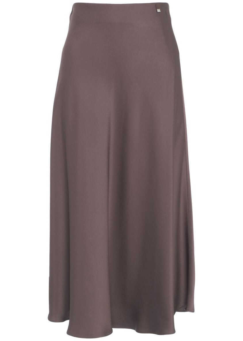Fuste lungi Herno Satin midi skirt Brown Femei (BM 19032970) 11