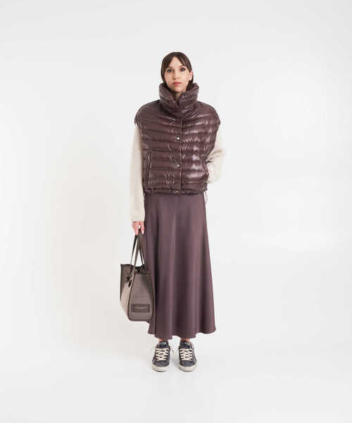 Fuste lungi Herno Satin midi skirt Brown Femei (BM 19032970) 3