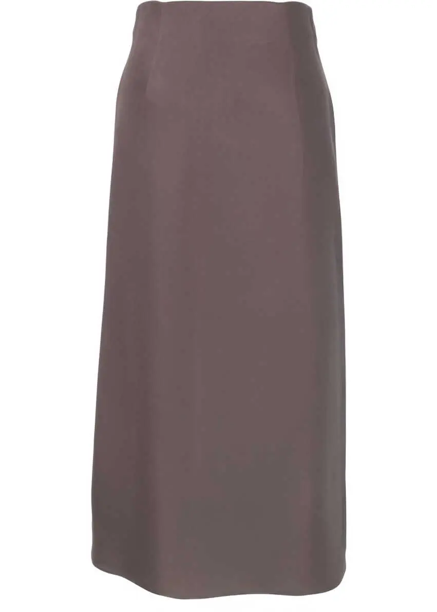 Fuste lungi Herno Satin midi skirt Brown Femei (BM 19032970) 5