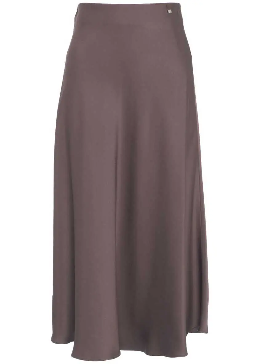 Fuste lungi Herno Satin midi skirt Brown Femei (BM 19032970) 10