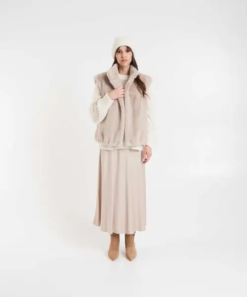 Fuste lungi Herno Satin midi skirt Beige Femei (BM 19032970) 3