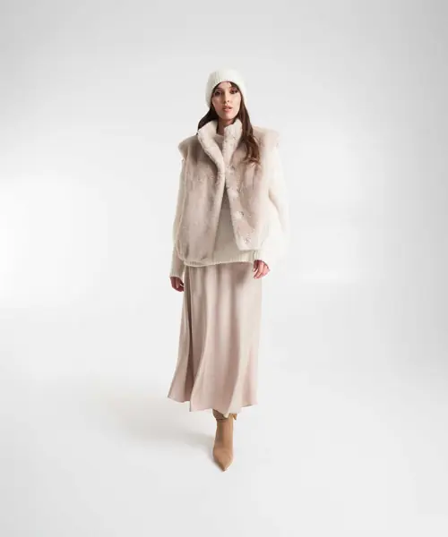 Fuste lungi Herno Satin midi skirt Beige Femei (BM 19032970) 5