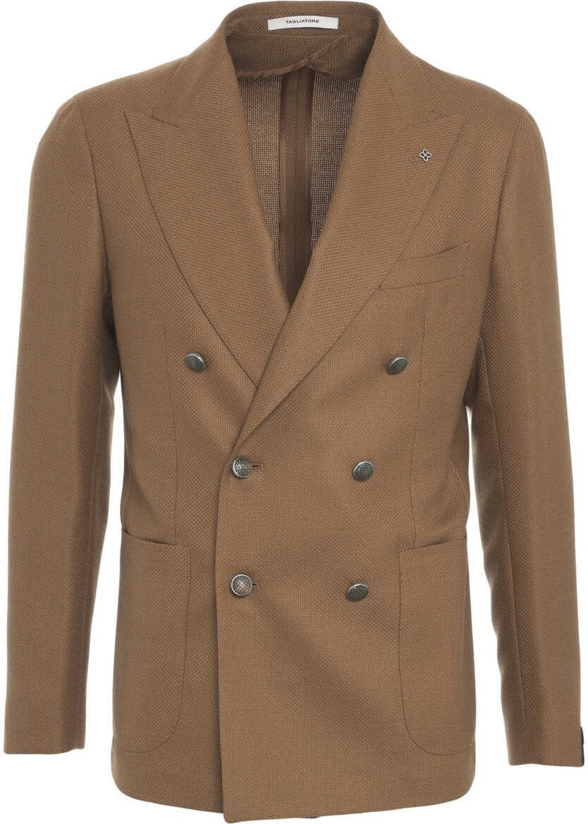 Sacouri Tagliatore Virgin wool double-breasted blazer Brown Barbati (BM 19033105) 1