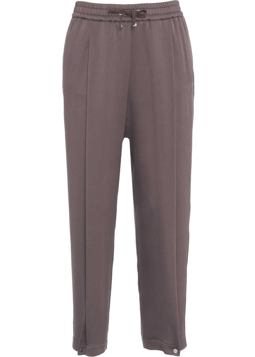 Pantaloni casual Herno Pleated satin pants Brown Femei (BM 19033174) 2