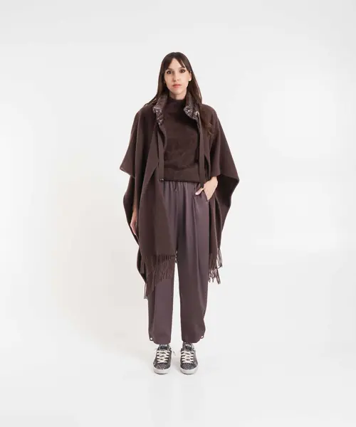 Pantaloni casual Herno Pleated satin pants Brown Femei (BM 19033174) 3