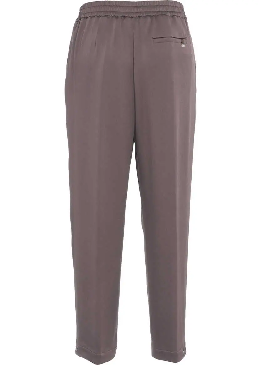 Pantaloni casual Herno Pleated satin pants Brown Femei (BM 19033174) 5