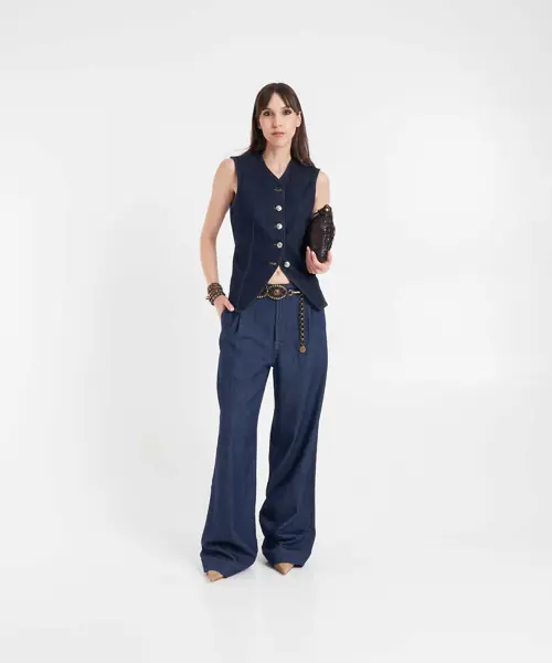 Blugi evazati 7 For All Mankind Pleated jeans Halona Blue Femei (BM 19033219) 3