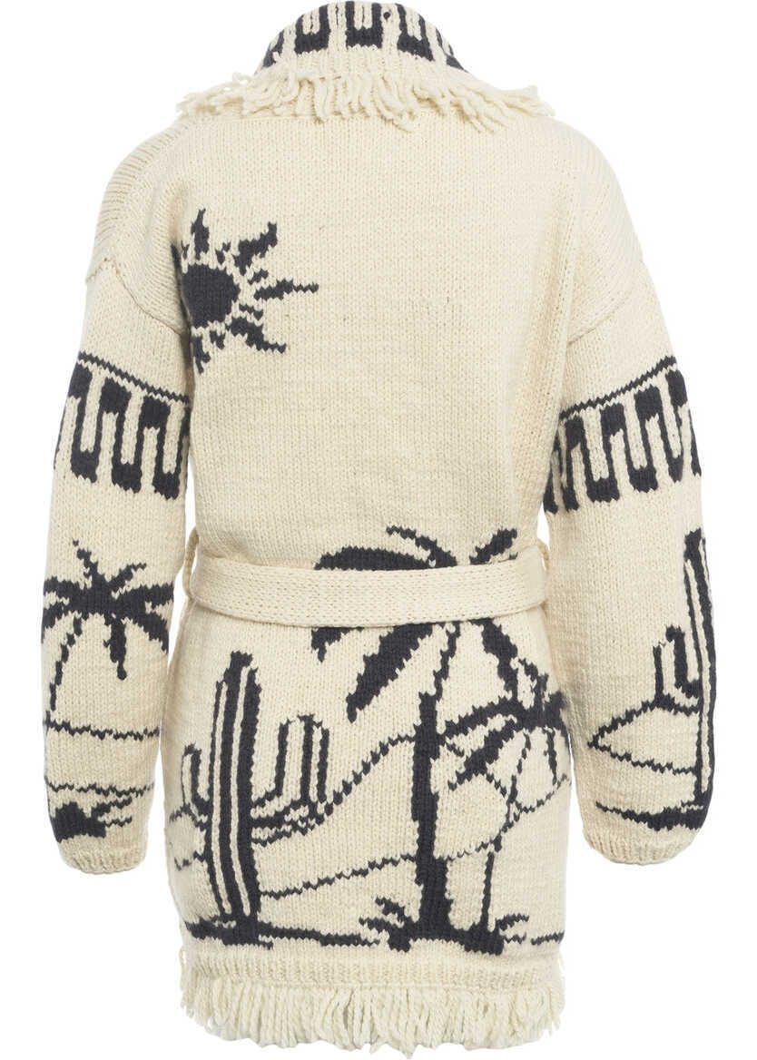 Pulovere casual Frantic Knit Jacket with Fringe Details Las Palmas White Femei (BM 19033318) 3