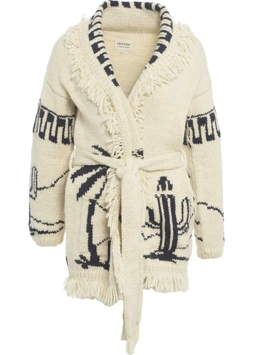 Pulovere casual Frantic Knit Jacket with Fringe Details Las Palmas White Femei (BM 19033318) 1