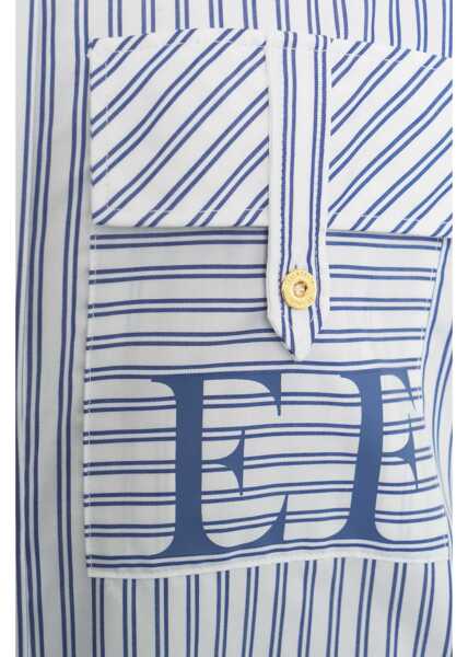 Bluze Elisabetta Franchi Striped blouse with logo White Femei (BM 19033450) 4