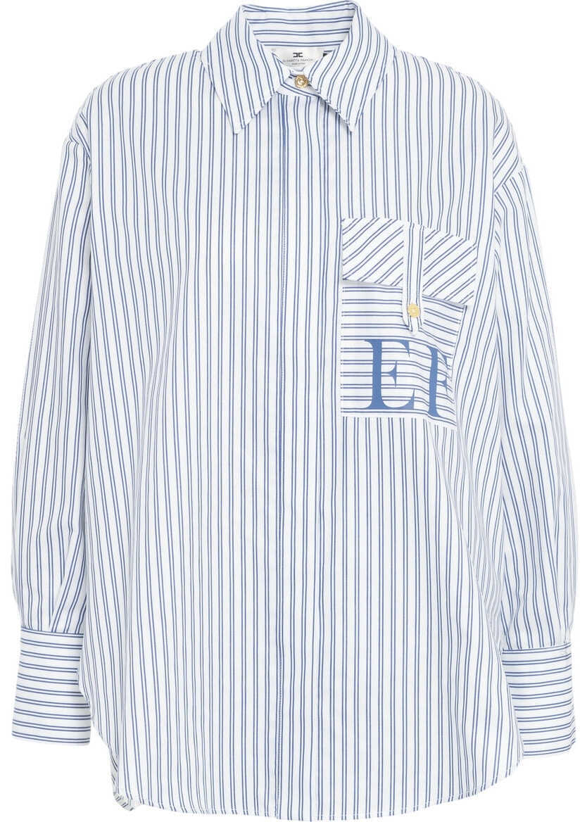 Bluze Elisabetta Franchi Striped blouse with logo White Femei (BM 19033450) 1