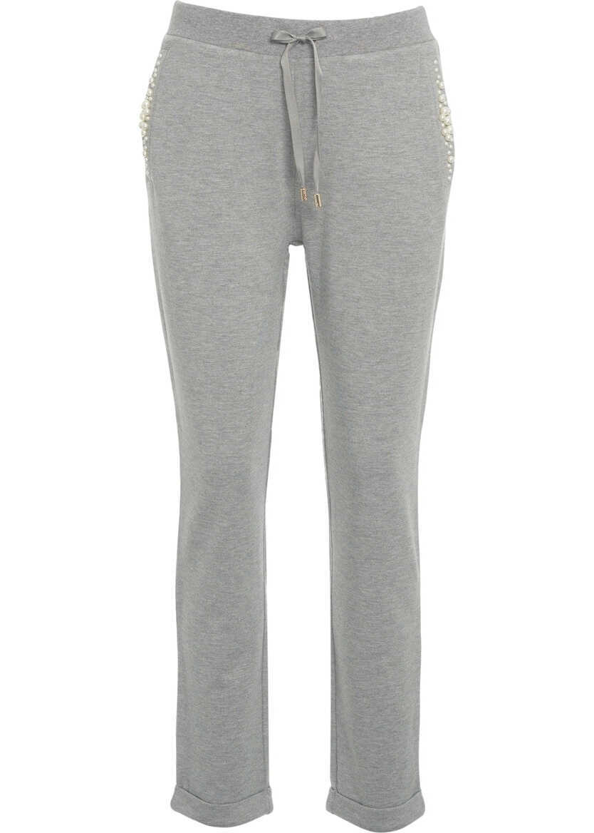 Pantaloni de trening LIU JO SPORT Joggers with pearls Grey Femei (BM 19033459) 2
